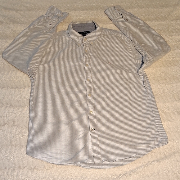 Tommy Hilfiger Light Blue Striped Button Down Shirt - Picture 1 of 6